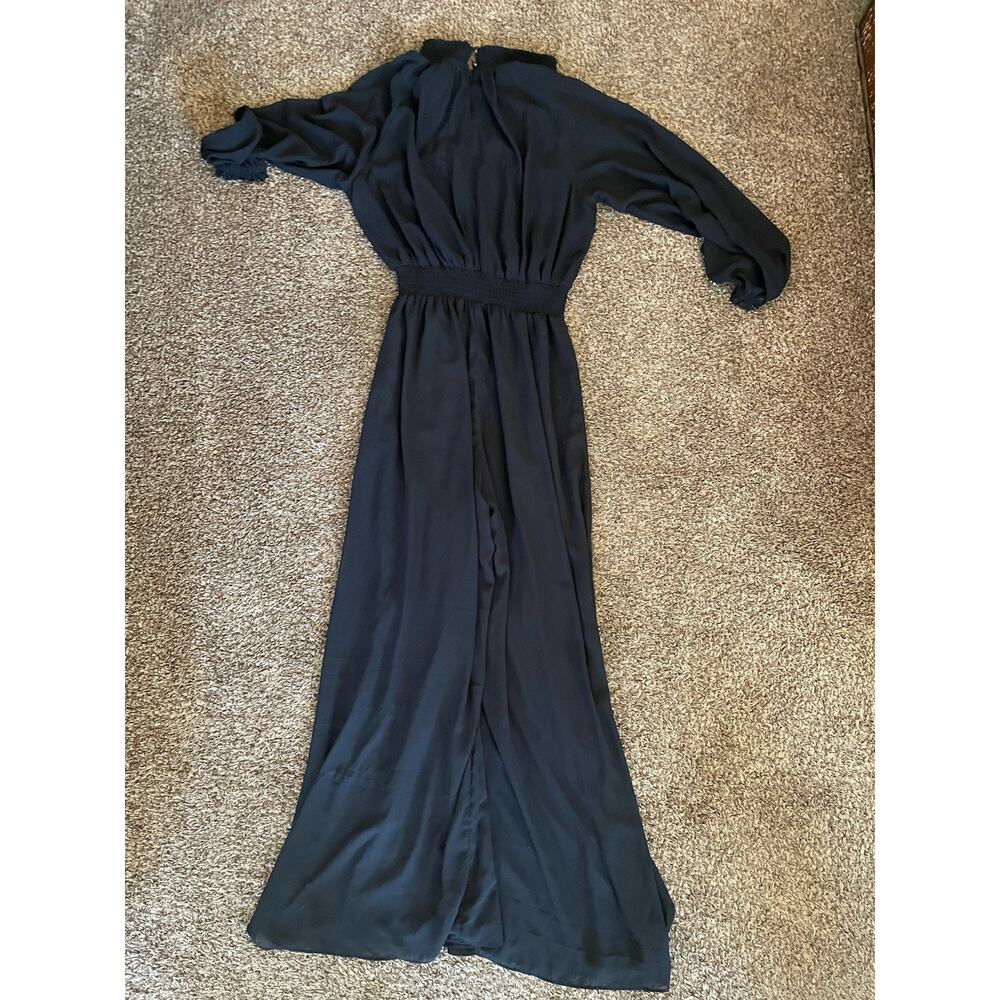 Vince Camuto Split Neck Wide Leg Jumpsuit Rich Black - Picture 4 of 11